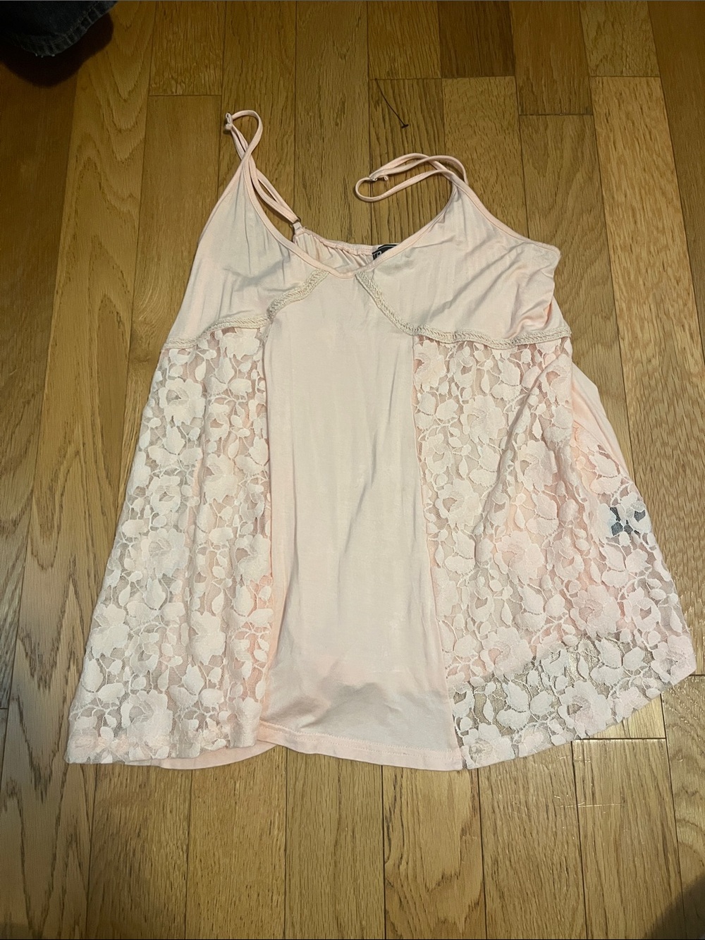 Light Pink Lace-Panel Cami Top